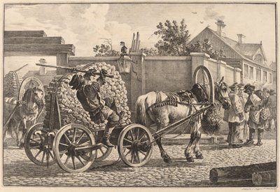 Portero ruso llevando madera en un carro de Aleksandr Osipovich Orlovskii