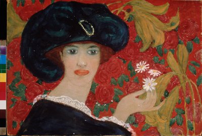 La dame aux camelias. Oeuvre de Alexander Vasilyevich Shevchenko (Alexandre Chevtchenko) (1883-1948), aquarelle et gouache sur carton de Aleksandr Vasilievich Shevchenko