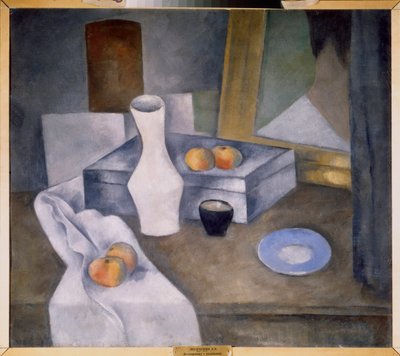 Naturaleza muerta con manzanas y platillo azul - Obra de Alexander Vasilyevich Shevchenko (1883-1948), óleo sobre cartón, hacia 1910 - Arte ruso, siglo XX, vanguardia - Museo Estatal Ruso, S de Aleksandr Vasilievich Shevchenko