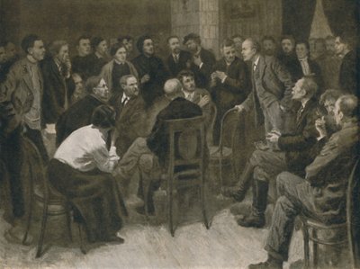 Lenin debatiendo con el Narodnik Vorontsov 1894 de Aleksandr Viktorovic Moravov
