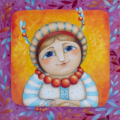 La chica del arte popular feliz de Aleksandra Paranchenko