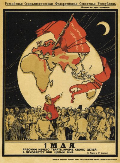 El 1 de mayo. Los trabajadores no tienen nada que perder, pero tienen todo el mundo por ganar - Apsit, Alexander Petrovich (1880-1944) - 1919 de Aleksandrs Apsit