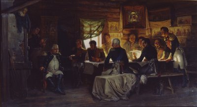 El consejo militar en el pueblo de Fili cerca de Moscú el 13 de septiembre de 1812, 1882 de Aleksei Danilovich Kivshenko