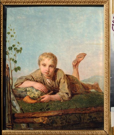 Pastor con pipa - Pintura de Alexei Gavrilovich Venetsianov (1780-1847), óleo sobre lienzo, alrededor de 1820, arte ruso de Aleksei Gavrilovich Venetsianov