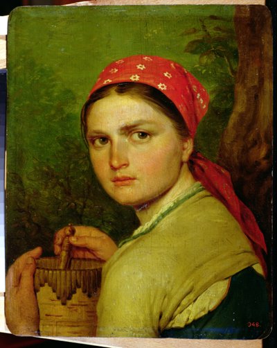 Niña con un tarro de corteza de abedul, c.1824 de Aleksei Gavrilovich Venetsianov