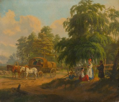 Paisaje con Troika Rusa, 1801 de Aleksei Gavrilovich Venetsianov