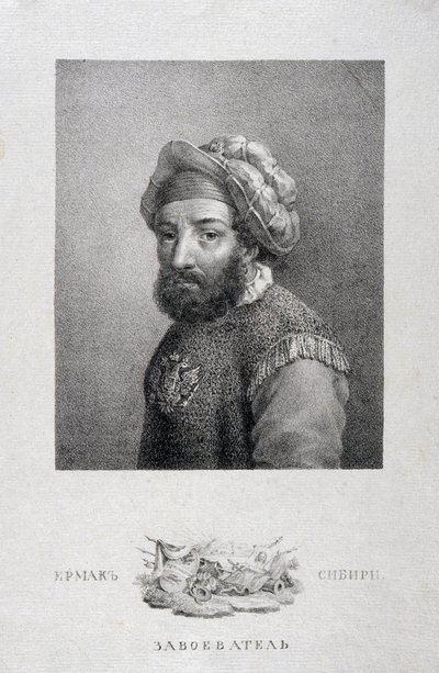 Retrato del líder cosaco, Conquistador de Siberia Yermak Timoféyevich de Aleksei Gavrilovich Venetsianov
