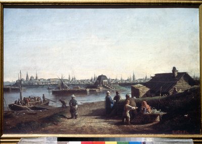 ""Vista de la ciudad de Kazan en el Volga en Rusia"" Pintura de Alexei Petrovich Bogolyubov (Bogoliubov o Bogoliubov)(1824-1896) 1861 Museo Estatal Ruso, San Petersburgo de Aleksei Petrovich Bogolyubov