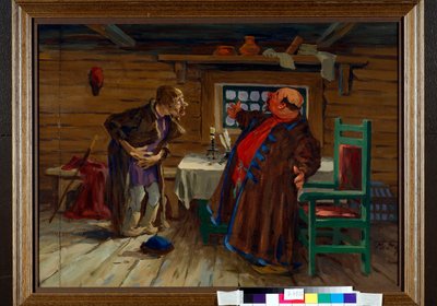 Un malade va voir un diacre pour se soigner - Oeuvre de Aleksei Fyodorovich Afanasyev (Alexis Afanassiev) (1850-1920), vers 1910, gouache sur papier - A patient came to the deacon... Gouache sobre papel de Aleksei Fyodorovich Afanasyev (1850-1920), c1910 - de Aleksey Fyodorovich Afanasiev