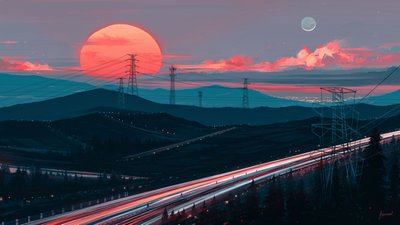 Horizonte de la carretera del crepúsculo de Alena Aenami