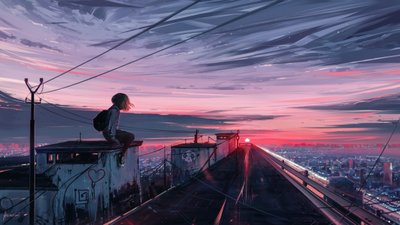 Chica urbana al atardecer de Alena Aenami