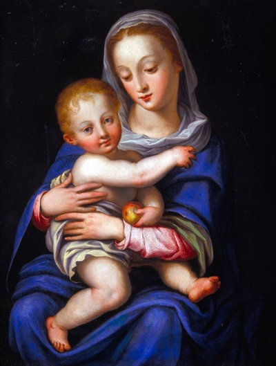 Virgen con el Niño (óleo sobre cobre plateado) de Alessandro Allori