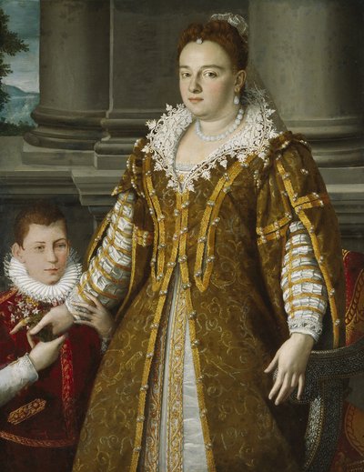 Retrato de la Gran Duquesa Bianca Capello de Medici con su hijo, c.1580-1614 de Alessandro Allori