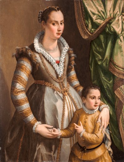 Retrato de una noble con su hijo de Alessandro Allori