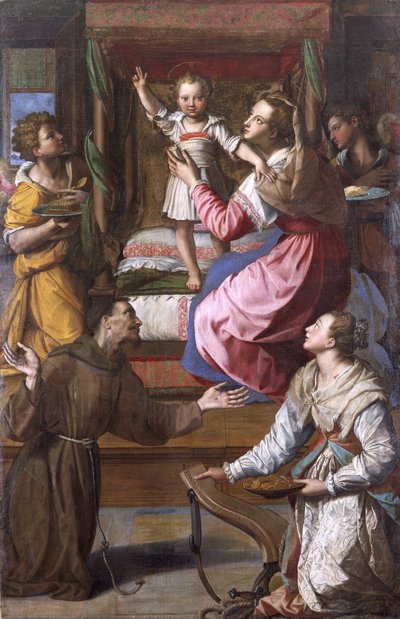 La Virgen y el Niño con los santos Francisco y Lucía de Alessandro Allori