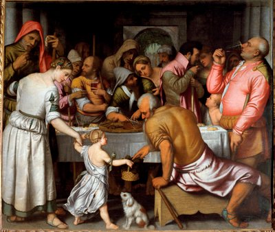 Banquete con cordero de Pascua de Alessandro Bonvicino Moretto