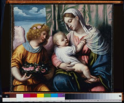 Madonna con Niño y un Ángel de Alessandro Bonvicino Moretto