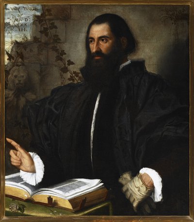 Retrato de Pietro Andrea Mattioli (Pierandrea Matthioli, Matthiole, Matthiolus (1501-1578), medecin et botaniste italien). Pintura de Alessandro Bonvicino dit il Moretto (1498-1554), huile sur toile, 84x75 cm Génova, Strada Nuova Museos © Luisa ricciarin de Alessandro Bonvicino Moretto