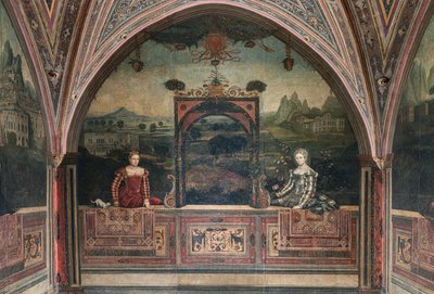 Pequeña habitación de las damas nobles (óleo sobre lienzo pegado a las paredes) de Alessandro Bonvicino Moretto