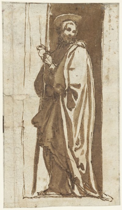 Santo de pie en un nicho (¿Juan el Bautista?) de Alessandro Casolani (possibly)