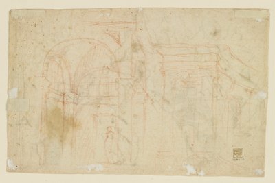 Estudios de Ángeles y Cupidos (Anverso); Estudios de arquitectura (verso) de Alessandro Casolani