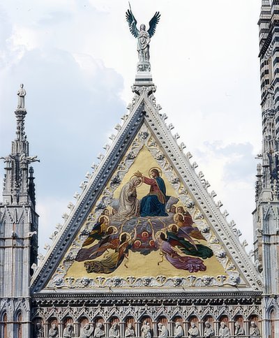 Catedral de Siena (Cattedrale di Santa Maria Assunta). 1215-1263. (detalle) Mosaico con la coronación de María. 1878 de Alessandro Franchi