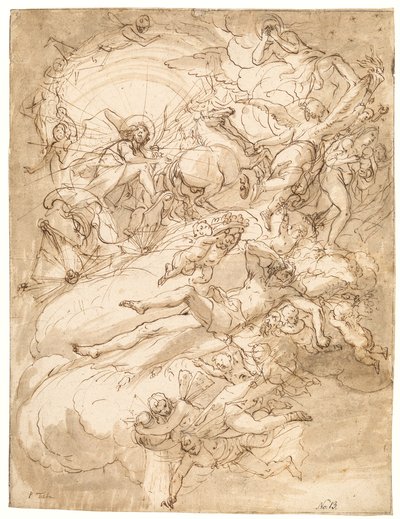 Apolo en su carro, diseño para una pintura de techo de Alessandro Gherardini