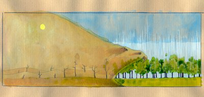 Alegoría de la deforestación, un paisaje de árboles muertos como un monstruo devorando el bosque Ilustración de Alessandro Lonati de Alessandro Lonati