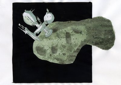 Anticipación: Minería de asteroides, explotación de materias primas de asteroides y otros planetas menores Ilustración de Alessandro Lonati de Alessandro Lonati