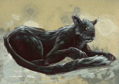 Monstruos y criaturas fantásticas, criptozoología: representación de la Bete de Exmoor, vista en Devon y Somerset en Inglaterra - Dibujo de Alessandro Lonati, 2012. de Alessandro Lonati