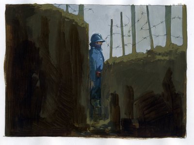 Primera Guerra Mundial: un peludo guardia del ejército francés en una trinchera de Alessandro Lonati