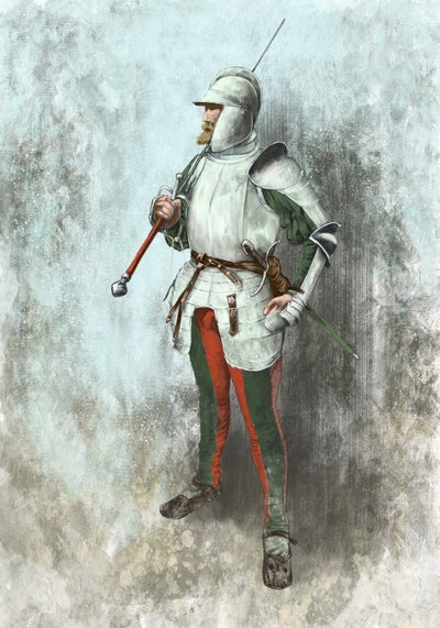 Lansquenet con armadura (ilustración) de Alessandro Lonati