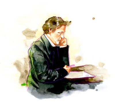 Lewis Carroll, escritor inglés - retrato de Lewis Carroll (Charles Lutwidge Dodgson de Alessandro Lonati