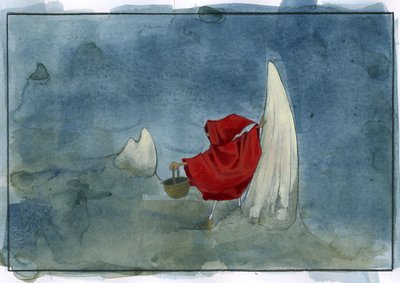 Caperucita Roja - Fábula de Caperucita Roja de Charles Perrault (1628-1703). Dibujo de Alessandro Lonati de Alessandro Lonati