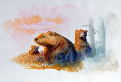 Familia de osos naturales Ilustración de Alessandro Lonati de Alessandro Lonati