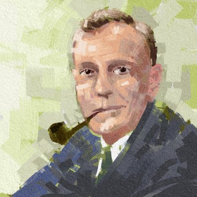 Retrato del astrónomo Edwin Hubble, 2023 (ilustración) de Alessandro Lonati