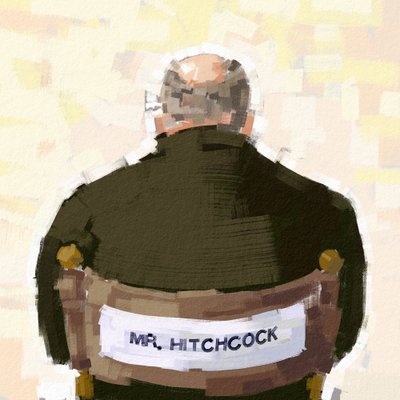 Retrato del director Alfred Hitchcock, 2023 (ilustración) de Alessandro Lonati