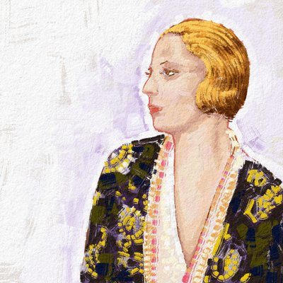 Retrato de la artista polaca Tamara De Lempicka, 2023 (ilustración) de Alessandro Lonati