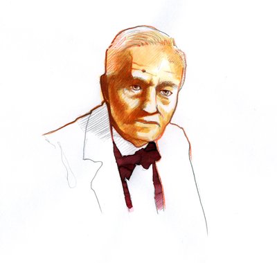 Retrato de Alexander Fleming, biólogo escocés (1881-1955) (Retrato del biólogo, farmacólogo y botánico escocés Alexander Fleming) de Alessandro Lonati