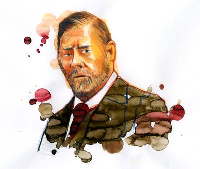 Retrato de Bram STOKER (1847-1912), escritor irlandés autor de "Drácula" (Retrato del escritor irlandés Bram Stoker) de Alessandro Lonati