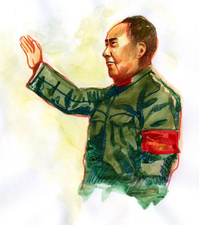Retrato del revolucionario comunista chino y padre fundador de la República Popular China Mao Zedong de Alessandro Lonati