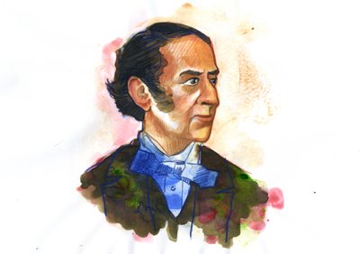 Retrato de Claude-Henri de Rouvroy, Conde de Saint-Simon (1760-1825) filósofo y economista - Ilustración de Alessandro Lonati de Alessandro Lonati