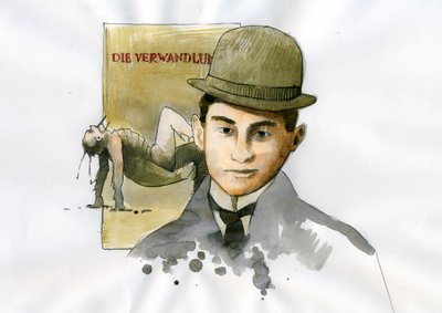 Retrato de Franz Kafka (1883-1924), escritor checo (Retrato del escritor Franz Kafka) de Alessandro Lonati
