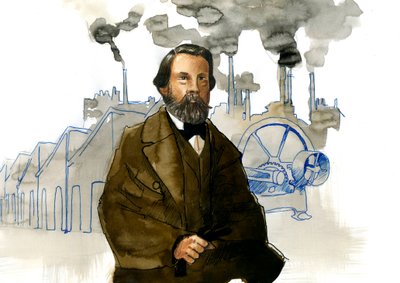Retrato de Friedrich Engels (1820-1895), teórico y político socialista alemán de Alessandro Lonati