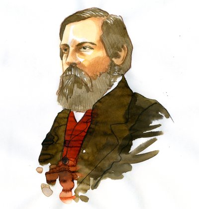 Retrato de Friedrich Engels (1820-1895), teórico y político socialista alemán de Alessandro Lonati