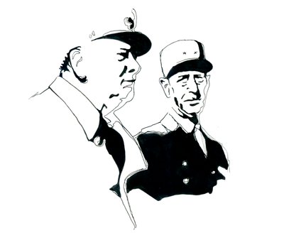 Retrato del general Charles de Gaulle y Winston Churchill de Alessandro Lonati