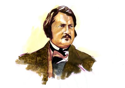 Retrato de Honore Balzac (1799 - 1850), escritor francés (Retrato del escritor francés Honore de Balzac) de Alessandro Lonati