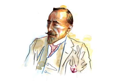 Retrato de Joseph Conrad (1857 - 1924), escritor británico hacia 1920 - 1923 (retrato del escritor inglés Joseph Conrad) de Alessandro Lonati
