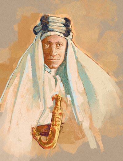 Retrato de Lawrence de Arabia (ilustración) de Alessandro Lonati