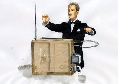 Retrato de Lev Sergeyevich Termen (Leon Theremine) (1896-1993) inventor del theremine, primer instrumento musical electrónico (Retrato de Leon Theremin) de Alessandro Lonati